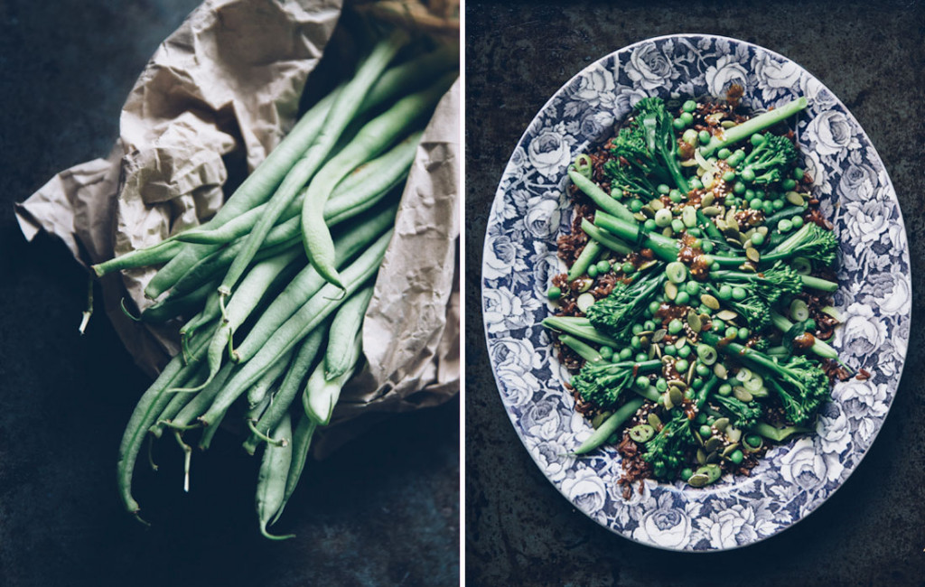 TENDER GREEN VEGETABLES AND RICE W. MISO GARLIC DRESSING Good Eatings