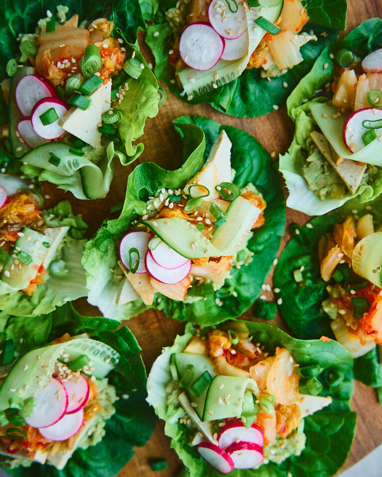 Kimchi Lettuce Cups with Avocado Smash and Tofu Good Eatings