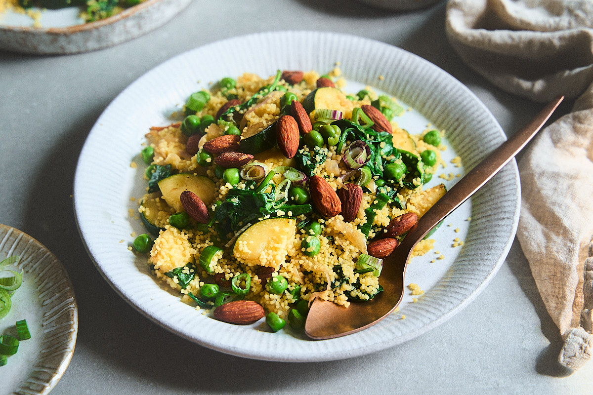 Couscous with Garlic Sautéed Summer Vegetables - Good Eatings